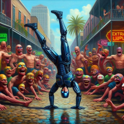 ROBOT BREAKDANCING ON HUMAN FLESH CARPET