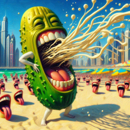 PICKLE VOMITING SPAGHETTI ON A BEACH OF TONGUES