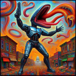 ROBOTIC MONSTER EATING THE CITY'S SOUL