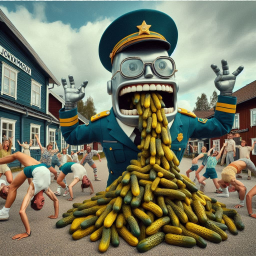 PICKLES GUSHING FROM A COP'S GUT