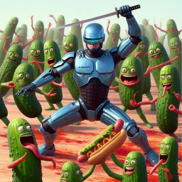 ROBOT SLASHING PICKLES IN A BLOODY CARNIVAL