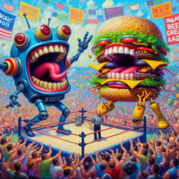 ROBOTS AND BURGERS SLUGGING IT OUT FOR GLORY